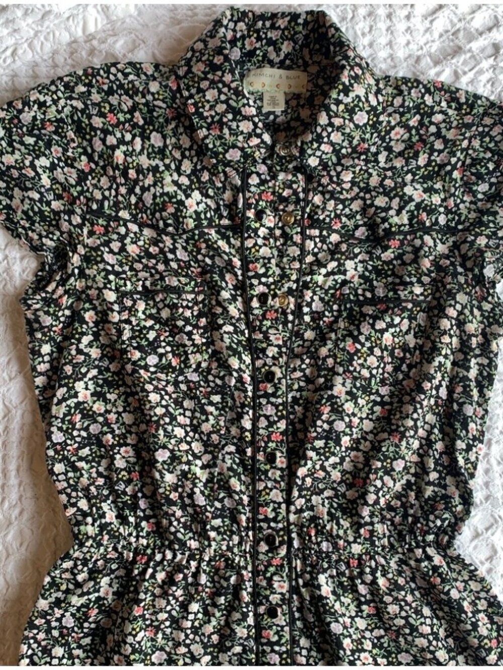 Black Floral Western Style Dress - Picture 2 of 4